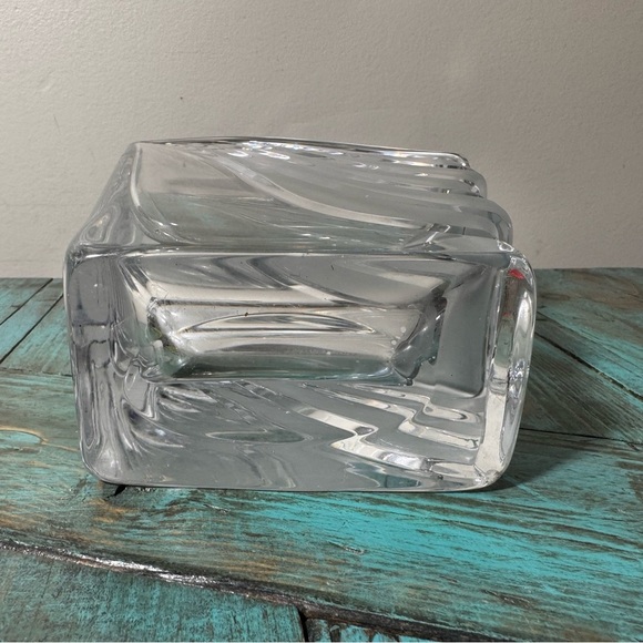 70s Art Deco Style Fluted Fan Shaped Heavy Crystal Vase French Art Vannes Style - Picture 2 of 13